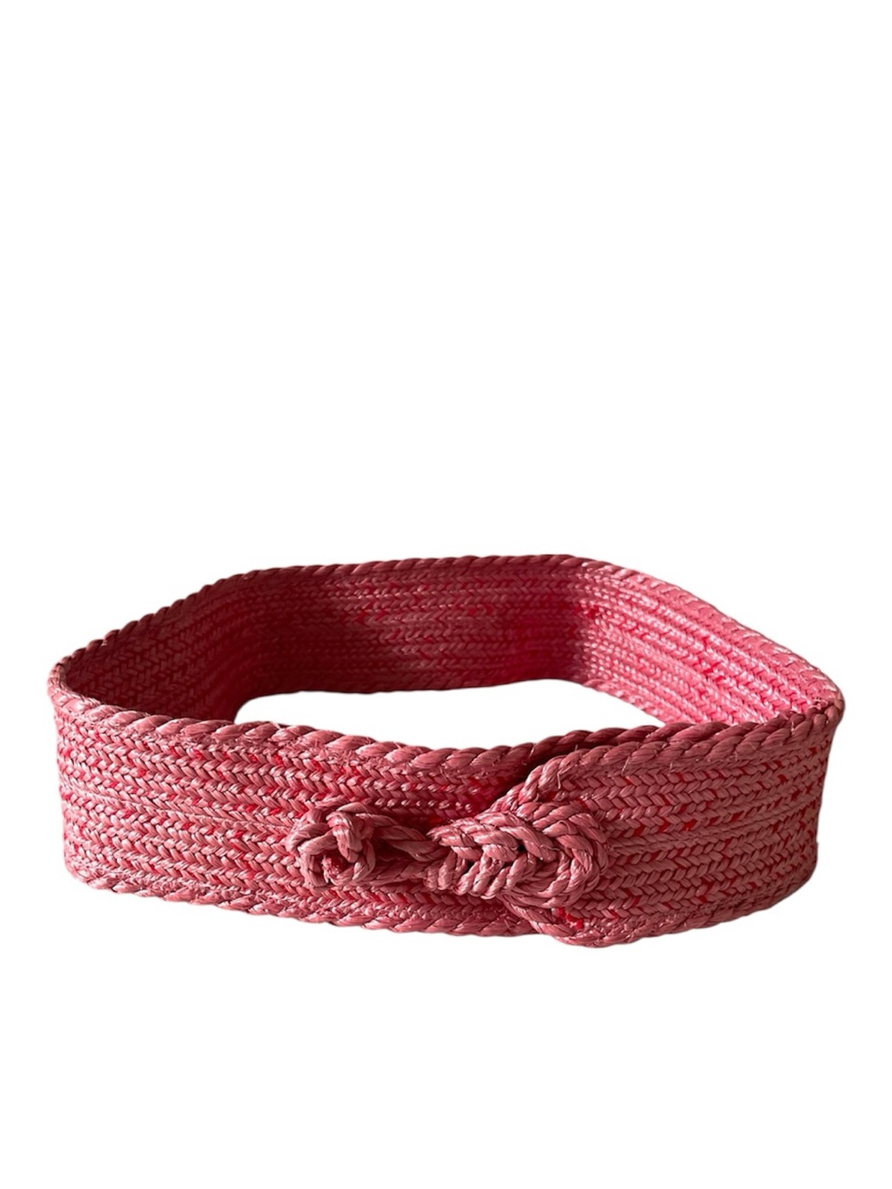 Vintage Dusty Rose Woven Straw Knotted Waist Belt 27" Boho Coastal